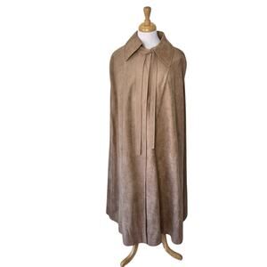Vintage Royal Swade by Alorna Long Button Up Poncho Cape Camel Brown AS IS